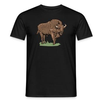Bison I Bison Wild Cattle Motif with Buffalo and Calf - Men's T-Shirt - black - Front - AI Model Male 178 light (178cm)