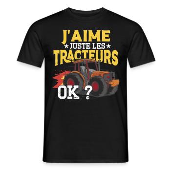J'Aime Juste Les Tracteurs - T-shirt homme - noir - Devant - AI Model Male 178 light (178cm)