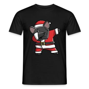 Dabbing French Bulldog Funny Santa Hat - Men's T-Shirt - black - Front - AI Model Male 178 light (178cm)