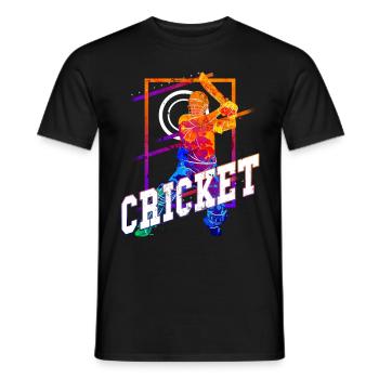 Cricket Cricketer Batsman Team Sport Colorful - Men's T-Shirt - black - Front - AI Model Male 178 light (178cm)