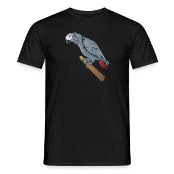 Motif de perroquet gris I pour porte-oiseau - T-shirt homme - noir - Devant - AI Model Male 178 light (178cm)