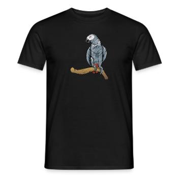 Motif de perroquet gris I pour porte-oiseau - T-shirt homme - noir - Devant - AI Model Male 178 light (178cm)