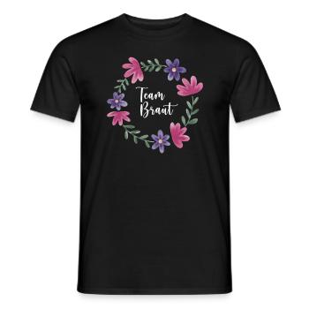 Team Braut I Blumenkranz Hochzeit Boho Stil - Männer T-Shirt - Schwarz - Vorne - AI Model Male 178 light (178cm)
