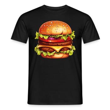 Burger Hamburger Cheeseburger Fast Food USA Comic - Männer T-Shirt - Schwarz - Vorne - AI Model Male 178 light (178cm)