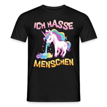 Ich Hasse Menschen Einhorn Kotzt Regenbogen Lustig - Männer T-Shirt - Schwarz - Vorne - AI Model Male 178 light (178cm)