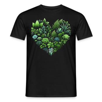 Gardening with plant hearts - Men's T-Shirt - black - Front - AI Model Male 178 light (178cm)