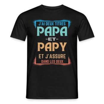 T-shirt for Daddy and Grandpa - I Have Two Titles Dad - Men's T-Shirt - black - Front - AI Model Male 178 light (178cm)