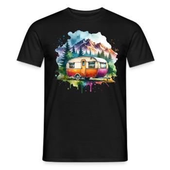 Camping Camper Caravan - Men's T-Shirt - black - Front - AI Model Male 178 light (178cm)