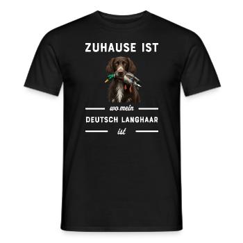 Deutsch Langhaar I Jagdhund Vorstehhund Motiv für - Männer T-Shirt - Schwarz - Vorne - AI Model Male 178 light (178cm)