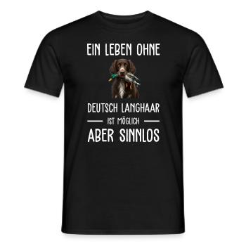 Deutsch Langhaar I Jagdhund Vorstehhund Motiv für - Männer T-Shirt - Schwarz - Vorne - AI Model Male 178 light (178cm)