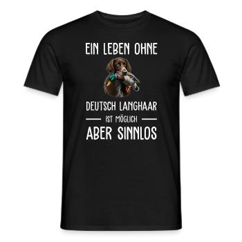 Deutsch Langhaar I Jagdhund Vorstehhund Motiv für - Männer T-Shirt - Schwarz - Vorne - AI Model Male 178 light (178cm)