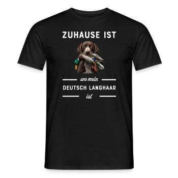 Deutsch Langhaar I Jagdhund Vorstehhund Motiv für - Männer T-Shirt - Schwarz - Vorne - AI Model Male 178 light (178cm)