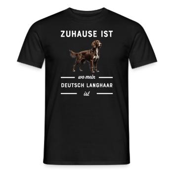 Deutsch Langhaar I Jagdhund Vorstehhund Motiv für - Männer T-Shirt - Schwarz - Vorne - AI Model Male 178 light (178cm)