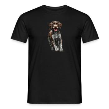 Allemand à poil dur I chien de chasse chien d’arrêt motif pour - T-shirt homme - noir - Devant - AI Model Male 178 light (178cm)