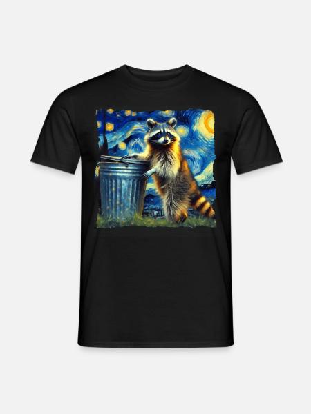 Raccoon Starry Night - Men's T-Shirt - black