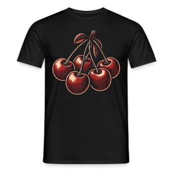 Cherries design for fruit lovers - Men's T-Shirt - black - Front - AI Model Male 178 light (178cm)