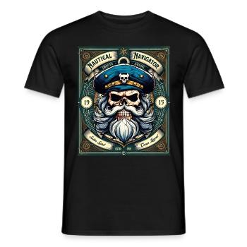 Sailor Skull Skull Captain Ahoy Ship - Men's T-Shirt - black - Front - AI Model Male 178 light (178cm)