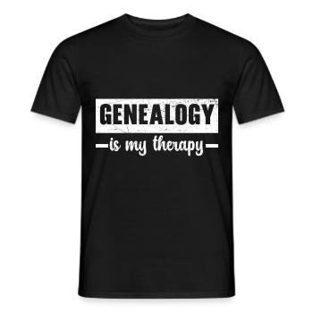 La généalogie est ma thérapie Généalogiste Ancestry - T-shirt homme - noir - Devant - AI Model Male 178 light (178cm)