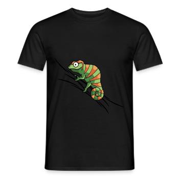 naughty chameleon climbing grin gift - Men's T-Shirt - black - Front - AI Model Male 178 light (178cm)