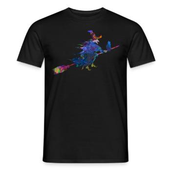 Halloween sorcière sorcières balai chat coloré magique 2 - T-shirt homme - noir - Devant - AI Model Male 178 light (178cm)