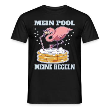 Mein Pool - Swimming Pool - Bademeiste Geschenk - Männer T-Shirt - Schwarz - Vorne - AI Model Male 178 light (178cm)