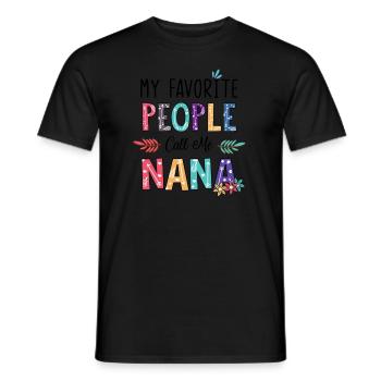 Mes personnes préférées m'appellent Nana Floral Art Shirt N - T-shirt homme - noir - Devant - AI Model Male 178 light (178cm)