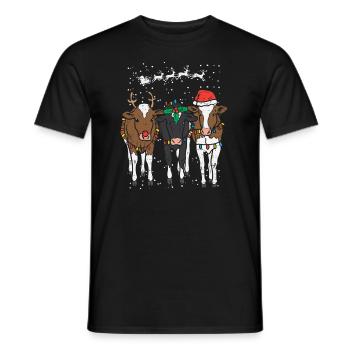 Renne Santa Vaches Funny Farm Christmas Animal Lo - T-shirt homme - noir - Devant - AI Model Male 178 light (178cm)