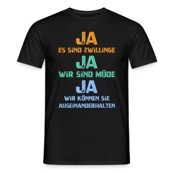 Mutter von Zwillingen Vater von Zwillingen Eltern - Männer T-Shirt - Schwarz - Vorne - AI Model Male 178 light (178cm)