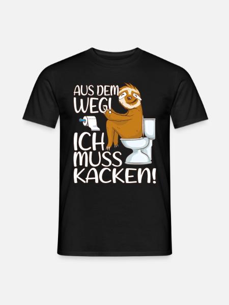 Faultier auf Klo - aus dem Weg ich muss kacken - Männer T-Shirt - Schwarz