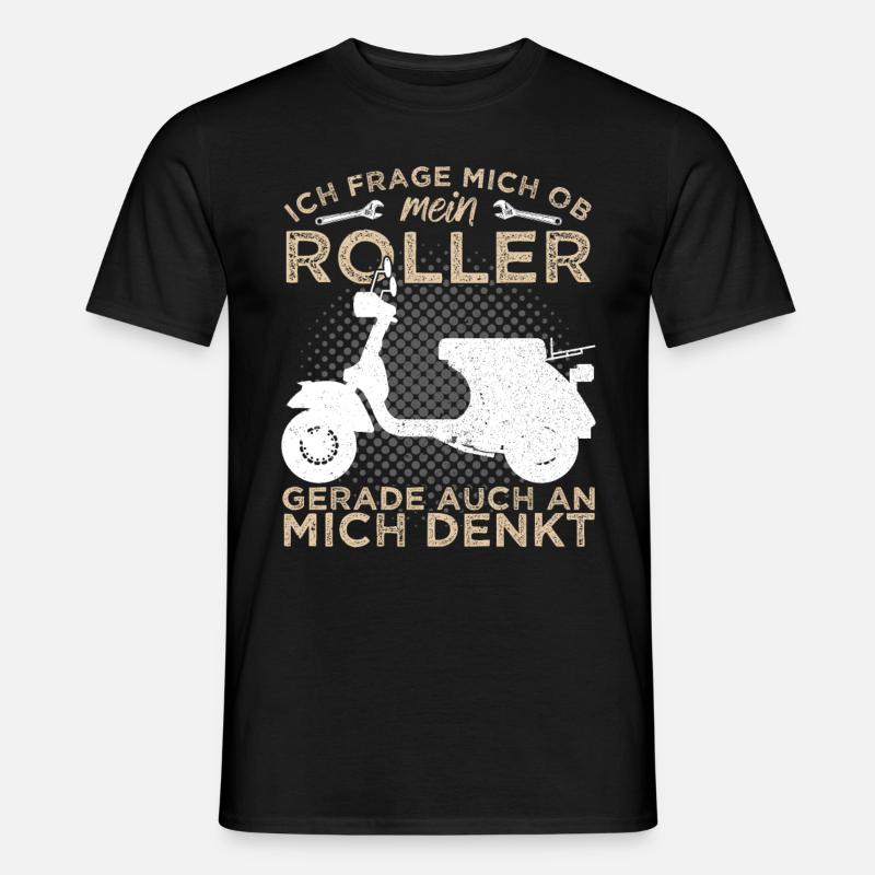 Motorroller Roller Rollerfahrer Scooter Zweirad - Männer T-Shirt - Schwarz