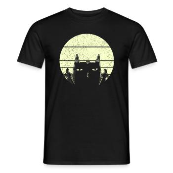 Chat grincé avec majeur rétro vintage - T-shirt homme - noir - Devant - AI Model Male 178 light (178cm)
