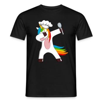 Cook Cook Hobby Chef Dabbing Unicorn Spoon - Men's T-Shirt - black - Front - AI Model Male 178 light (178cm)