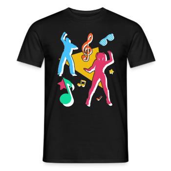 90s 1990s Nineties Outfit Theme Party - Men's T-Shirt - black - Front - AI Model Male 178 light (178cm)