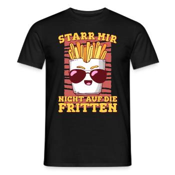 Pommes Frites | Starr mir nicht auf die Fritten | - Männer T-Shirt - Schwarz - Vorne - AI Model Male 178 light (178cm)