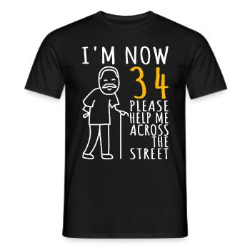 34th birthday Man 34th I am now 34 years old - Men's T-Shirt - black - Front - AI Model Male 178 light (178cm)