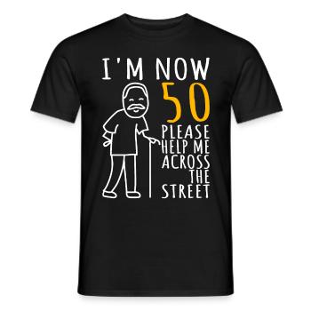 50th Birthday Man 50th I am now 50 years old - Men's T-Shirt - black - Front - AI Model Male 178 light (178cm)