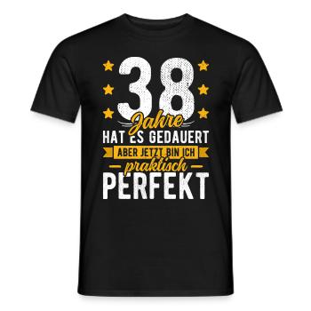 38 Geburtstag Mann 38er 38ter Ich bin 38 Jahre alt - Männer T-Shirt - Schwarz - Vorne - AI Model Male 178 light (178cm)