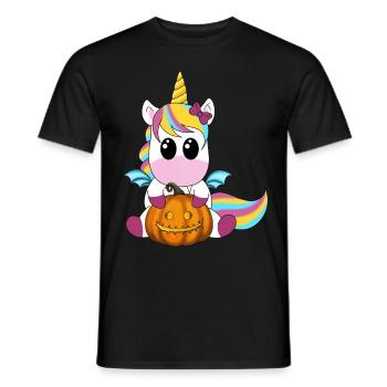 Unicorn with pumpkin lantern - Men's T-Shirt - black - Front - AI Model Male 178 light (178cm)