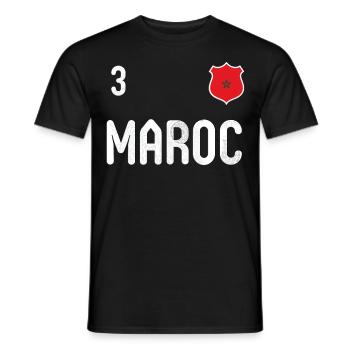 Teeshirt Maroc avec le numéro 3 - T-shirt homme - noir - Devant - AI Model Male 178 light (178cm)