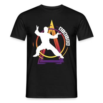 Aïkido Arts Martiaux Arts Martiaux Combattant Vintage Rétro - T-shirt homme - noir - Devant - AI Model Male 178 light (178cm)