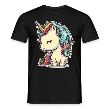 Licorne colorée douce mignonne bande dessinée bande dessinée - T-shirt homme - noir - Devant - AI Model Male 178 light (178cm)
