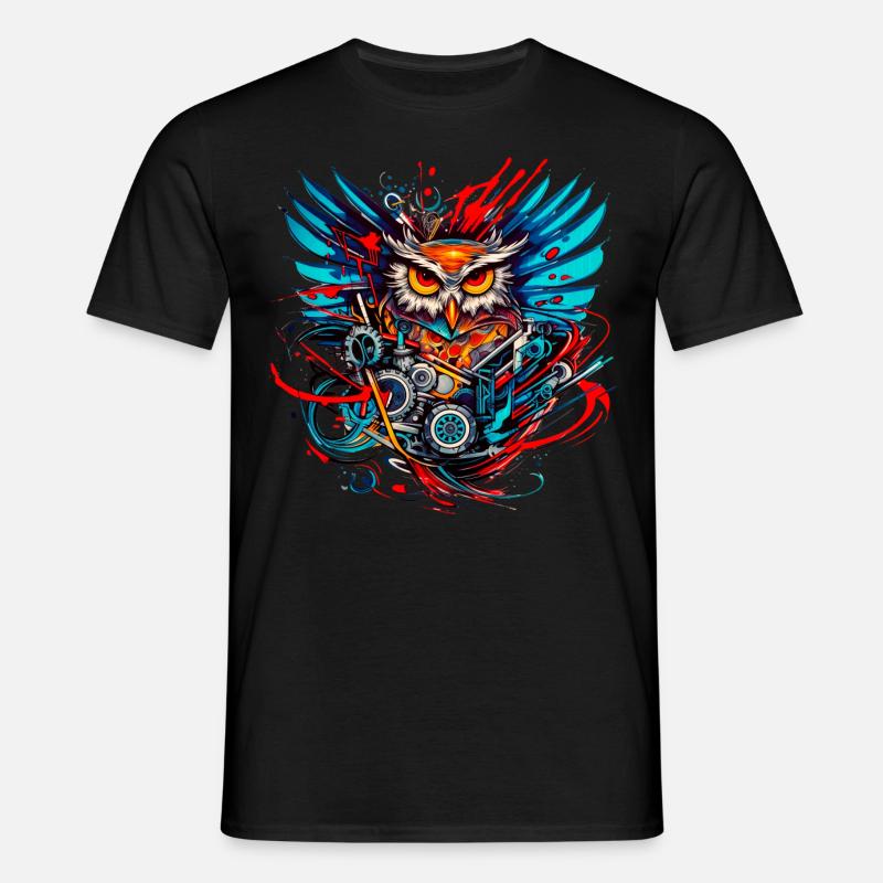 Motor-Eule - Männer T-Shirt - Schwarz
