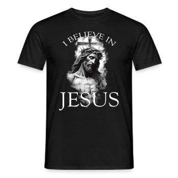 JE CROIS EN JESUS LIVE FREE DIE PROUD - T-shirt homme - noir - Devant - AI Model Male 178 light (178cm)