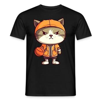 Chat de basket-ball - T-shirt homme - noir - Devant - AI Model Male 178 light (178cm)