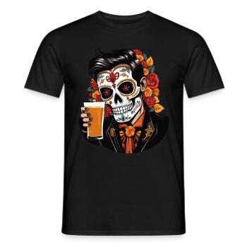 Dia De Los Muertos Bier Totenkopf Totenschädel - Männer T-Shirt - Schwarz - Vorne - AI Model Male 178 light (178cm)