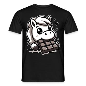 Cute horse and chocolate - Men's T-Shirt - black - Front - AI Model Male 178 light (178cm)