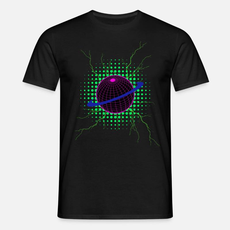 Techno Planet - Männer T-Shirt - Schwarz