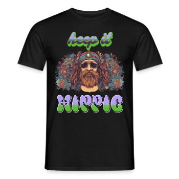 keep it hippie - Men's T-Shirt - black - Front - AI Model Male 178 light (178cm)