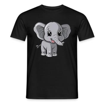 Look mignon de bébé éléphant gris - T-shirt homme - noir - Devant - AI Model Male 178 light (178cm)
