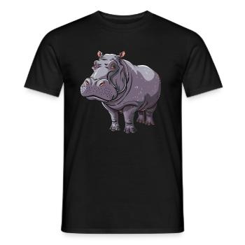 Funny hippo cartoon motif - Men's T-Shirt - black - Front - AI Model Male 178 light (178cm)